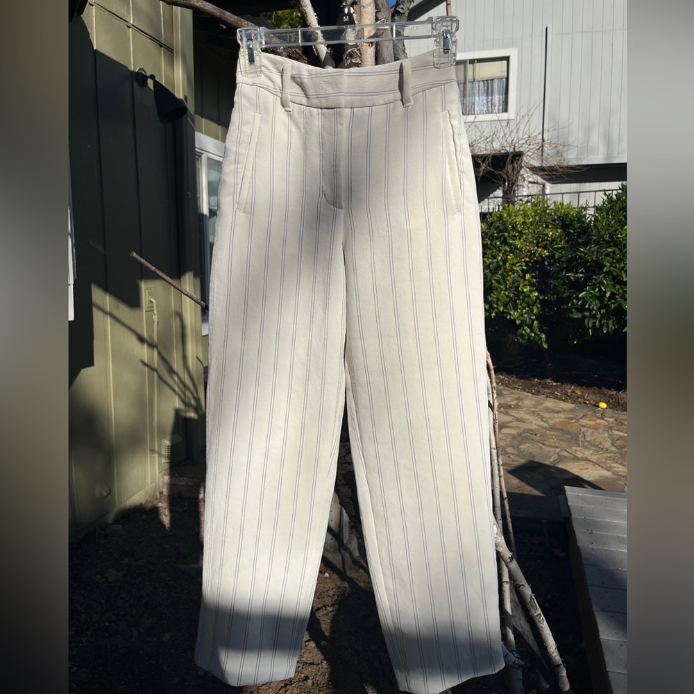 Aritzia Wilfred Cream Pinstripe Dress Pants